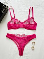 Hot Sell Women Sexy Embroidery Underwire Push up Bra Underwear Floral 2 Piece Lace Mesh Lingerie Sets Many Colors - 图片 4