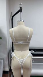 Women's Cute Floral Embroidered Lace Lingerie Set Sexy White Underwire Jersey Fabric Comfortable Breathable Summer Underwear - 图片 4