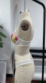 Wholesale Young Lady Fancy Push-Up Lace 3/4 Cup See-Through Bra Top Sexy Bandage Summer Bra Panty Set - 图片 4