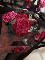 Hot-Selling Sexy Low-Rise Bra Set and Panties Outfit Rose Print Strap Tie-Up Solid Pattern Uniform - 图片 4