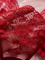 French Lace Embroidery Sexy Bra & Brief Set Low-Rise Underwire with Logo Waist Solid Pattern Thongs Prevents Sagging - 图片 4