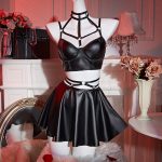 PU Leather Sexy Lingerie Set Breathable Passionate Temptation Uniform Lace Decoration Hot Selling for Amazon AliExpress Waist - 图片 4