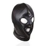 Black Leather Halloween Fetish Head Hood Bondage Masks,Full Face Breathable Restraint Head Hood for Adult Toy Store Online - 图片 4