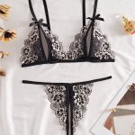 Hot Sale New Romantic Women Solid Bra & Brief Set Lace Halter Cross Women's Underwear Sexy Thin Bra and Lingerie Sets - 图片 4