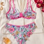 Free Design Women Sexy Floral Satin Lace Lingerie Set Sexy Push-up Bralette and Panty Perspective See-Through Underwear Set - 图片 4