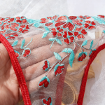 Hot Sale Women's Summer Sexy Bra Suit Ultra-Thin Underwear With Lily Flower Embroidered Bra Sheer Lace Bikini Panties Set - 图片 4