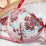 New Fashion Women's Summer Sexy Bra Suit Ultra-Thin Underwear With Lily Flower Embroidered Bra Sheer Lace Bikini Panties Set - 图片 4