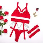 High Quality Women's Sexy Summer Lace Sling Adjustable Strap Full Cup Underwire Thong Lingerie Set Floral Pattern - 图片 4