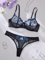 Valentine's Floral Charming Sexy Fancy Jersey Nighty for Ladies Women's Underwear Lace Embroidery Hollow Decoration Panty Set - 图片 4
