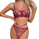 Seductive Lingerie Set: Sexy French Embroidered Eyelash Lace Cutout Seductive Lingerie See-through Set, Lace Seductive - 图片 4