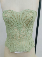 European and American Court Corset with Mesh Breathable and Sexy Cut-out Shaping Top, Irregular Lace Double-layer Corset - 图片 4