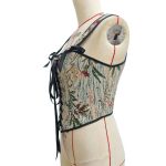 Best-selling Retro Printed Halter Top, European and American Court-style Floral Lace-up Fishbone Sexy Corset for Women - 图片 4