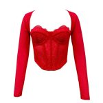 The Best-selling Fishbone Corset Is a Sexy Lace Mesh Long-sleeved Short Square-neck Outerwear for Women - 图片 4