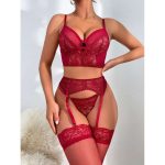 A New European and American Fashion Lace-trimmed, Hollowed-out, See-through, and Romantic Lingerie Four-piece Set - 图片 5