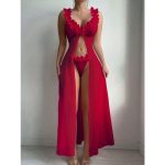 A Sexy Pajama Dress From Europe and America, a Teasing Slit See-through Dress As a Gift, a 2-piece Set of Sexy Lace - 图片 5