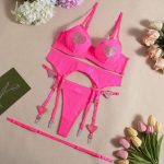 A Cross-border Bestseller From Russia, a Set of Three-piece Sexy Heart-shaped Rhinestones with Mesh Fabric - 图片 5