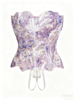 European and American Court Corset with Mesh Breathable and Sexy Cut-out Shaping Top, Irregular Lace Double-layer Corset - 图片 5