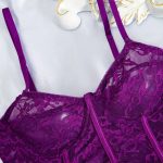 A Set of Sexy and See-through purple Hollowed-out Sex Underwear From Europe and America, Featuring Thin Lace Mesh Embroidery - 图片 5