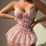 A New Cross-border Sexy Steel Ring Gathering Seductive Transparent Mesh Bow One-piece Lingerie Dress From Europe and America - 图片 5