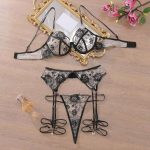 A New European and American Lace Mesh See-through Embroidery Sexy Lingerie, Hosiery and Leg Ring Set - 图片 5