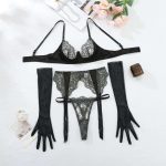 A Popular European and American Lingerie Set with See-through Lace and Embroidered Eyelash Edges, Seductive and Sexy Bras - 图片 5
