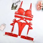 A Popular European and American Sexy and Complex Craftsmanship Front-opening Button Spliced Ankle Ring Lingerie Set - 图片 5