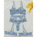 A New European and American Erotic Set of See-through Heavy Embroidery Eyelash Lace Shaping Sexy Underwear Set - 图片 5