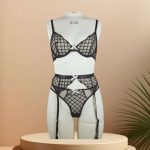 A New European and American Halter Embroidery Lace Mesh See-through Bra and See-through Sexy Underwear Set - 图片 5