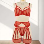 A Sexy See-through Lingerie Set Featuring a Popular European and American Mesh Cutout Bra Thong with Underwire - 图片 5