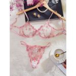 A Slim European and American Embroidered Floral Lace Sexy Top Support, Breathable and Romantic Lingerie Set - 图片 5
