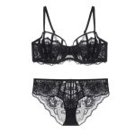 European and American Lace Bra and Underwear Anti-sagging Underwear Set, Feminine Ultra-thin Large-bra and Petite Underwear Set - 图片 5