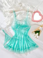 Summer Knee Length Short Nightdress Loose Lace Bow Night Dresses for Women - 图片 5