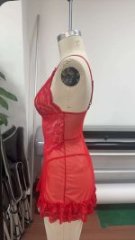 Manufacturer's Sale Lady's Sexy Pullover Nightgown Home Loungewear Elastic Waist Closure Custom Logo Lace Design for Sleep Time - 图片 5