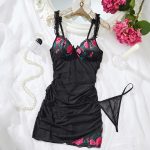 2025 Hot Sale Sexy Lace Lingerie Set Sheer Mesh See-Through Chemise Nightdress with Panty Set for Women Sling Pure Lingerie - 图片 5