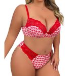 New Plus-size Pure Lingerie Set From Europe and America, Printed Lace Patchwork Lingerie, Sexy Gathering Plus-size Lingerie - 图片 5