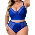 European and American Sexy Lingerie, Plus-size Lace Patchwork Lingerie, Lace-tightening, Anti-sagging and Adjustable Bra Set - 图片 5