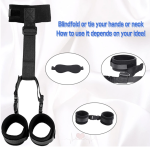 BDSM Neck to Wrist Bondage Restraints Set - Behind Back Handcuffs Collar With Blindfold Adjustable Bondage Accessories - 图片 5