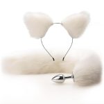 Anal Sex Toys Fox Tail Butt Plug Set With Hairpin Kit Cat Tail Faux Fox Tail Cosplay Anal Plug Set - 图片 5