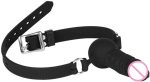 Silicone Realistic Dildo Gag With Ball, Adjustable Strap on Mouth Gag for SM Black - 图片 5