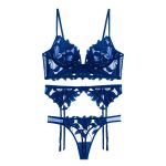 Factory Manufacture Junior Erotic 3 Pieces Blue Teddy Lingerie Set Transparent Tight Halloween Sexy Lingerie Set - 图片 5