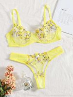Women France Elegance Floral Sexy Vintage Lingerie Pink Romantic Honeymoon Cheap Ladies Brassiere Bralette Lingerie Set - 图片 5