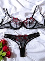 Hot Sell Women Sexy Embroidery Underwire Push up Bra Underwear Floral 2 Piece Lace Mesh Lingerie Sets Many Colors - 图片 5