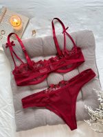 Night Sexy Women 2 Piece Floral Embroidery Sexy Lingerie Underwear Set - 图片 5