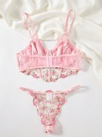 Girls Floral Lingerie Hot Transparent Unique Design Young Teens Hook Closures Bra Brief Set - 图片 5