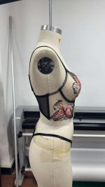 Women's Summer Sexy Elegant Bra Panties Set Transparent Butterfly Heavy Embroidery with Seamless Waistband Plain Dyed Techniques - 图片 5