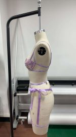 Cute Sexy Floral Embroidered Bra Set Anti-Sagging Push-Up Garter Stockings Transparent Jersey Lingerie Three-Piece Solid Flower - 图片 5