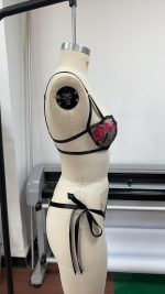 Hot-Selling Sexy Low-Rise Bra Set and Panties Outfit Rose Print Strap Tie-Up Solid Pattern Uniform - 图片 5