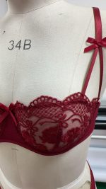 French Lace Embroidery Sexy Lingerie Set Low-Rise Underwire Bra with Logo on Waist to Prevent Sagging Solid Pattern Thongs - 图片 5