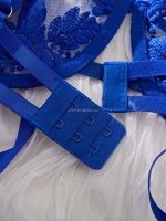 French Lace Embroidery Sexy Lingerie Set Low-Rise Underwire Bra with Logo Waist Solid Pattern Thongs Prevent Sagging - 图片 5