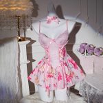 Women's Sexy Pink Lace Floral Lingerie Dress Low-Rise See-Through with Hollow Out and Gathered Waist Bra & Brief Sets - 图片 5